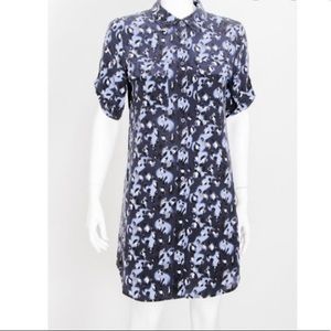 Equipment Blue Leopard Silk Tunic casual Dress